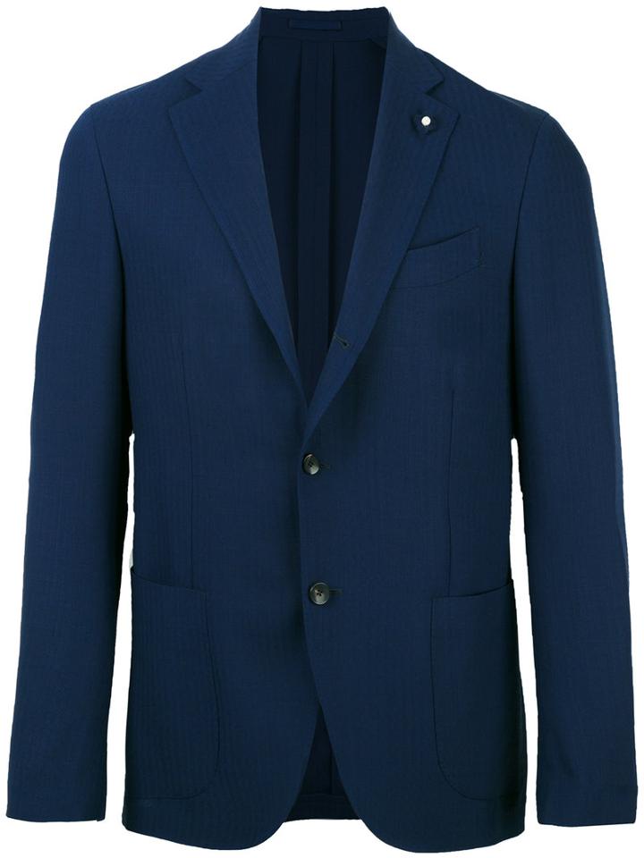 Lardini Patch Pockets Blazer, Men's, Size: 50, Blue, Mohair/wool/viscose/cupro