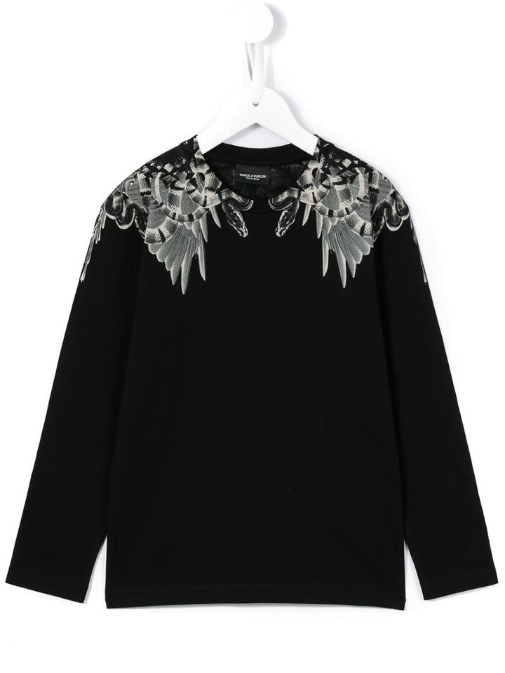 Marcelo Burlon County Of Milan Kids 'negative Wings' Top, Boy's, Size: 8 Yrs, Black