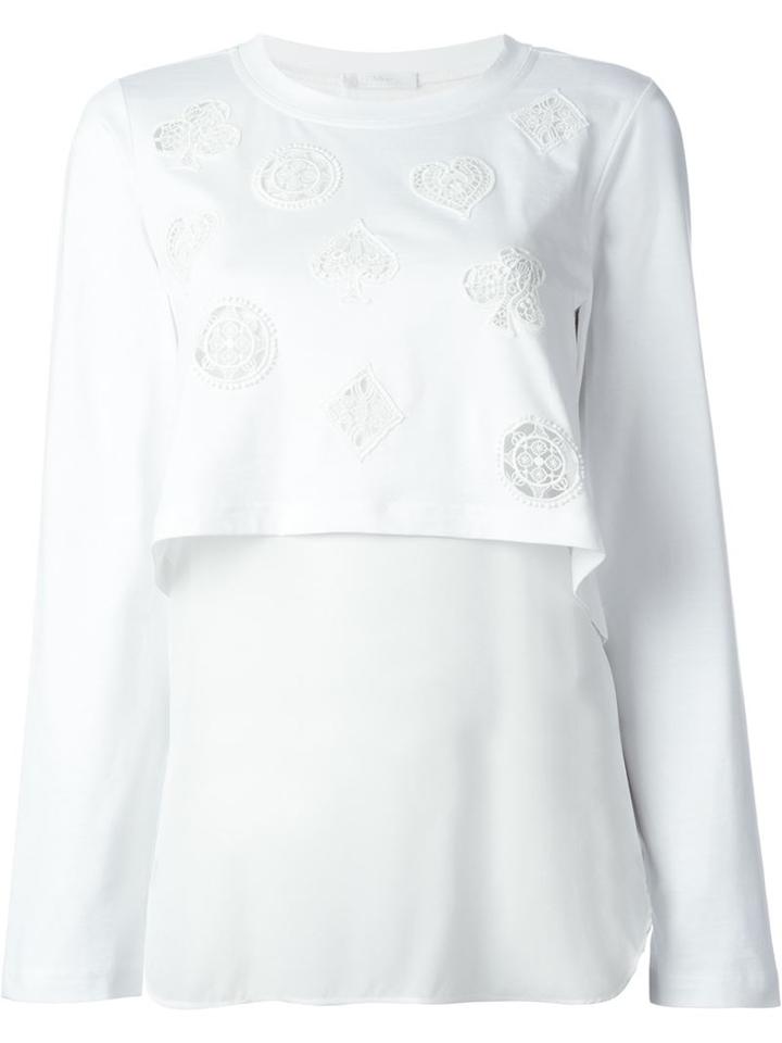 Chloé Layered Sweater, Women's, Size: Large, White, Cotton/silk