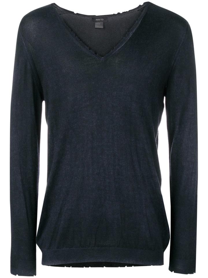Avant Toi V Neck Jumper - Blue