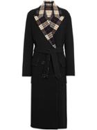 Burberry Check-lined Wool Cashmere Double-breasted Coat - Black