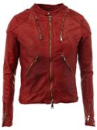 Giorgio Brato Multi-zipper Jacket, Men's, Size: 56, Red, Silk/cotton/polyester/nappa Leather