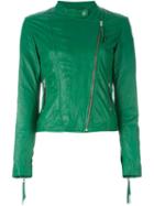 P.a.r.o.s.h. 'marvel' Biker Jacket, Women's, Size: Medium, Green, Sheep Skin/shearling/cotton/polyester