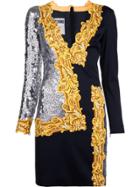 Moschino Long Sleeve Sequin Mirror Dress - Black