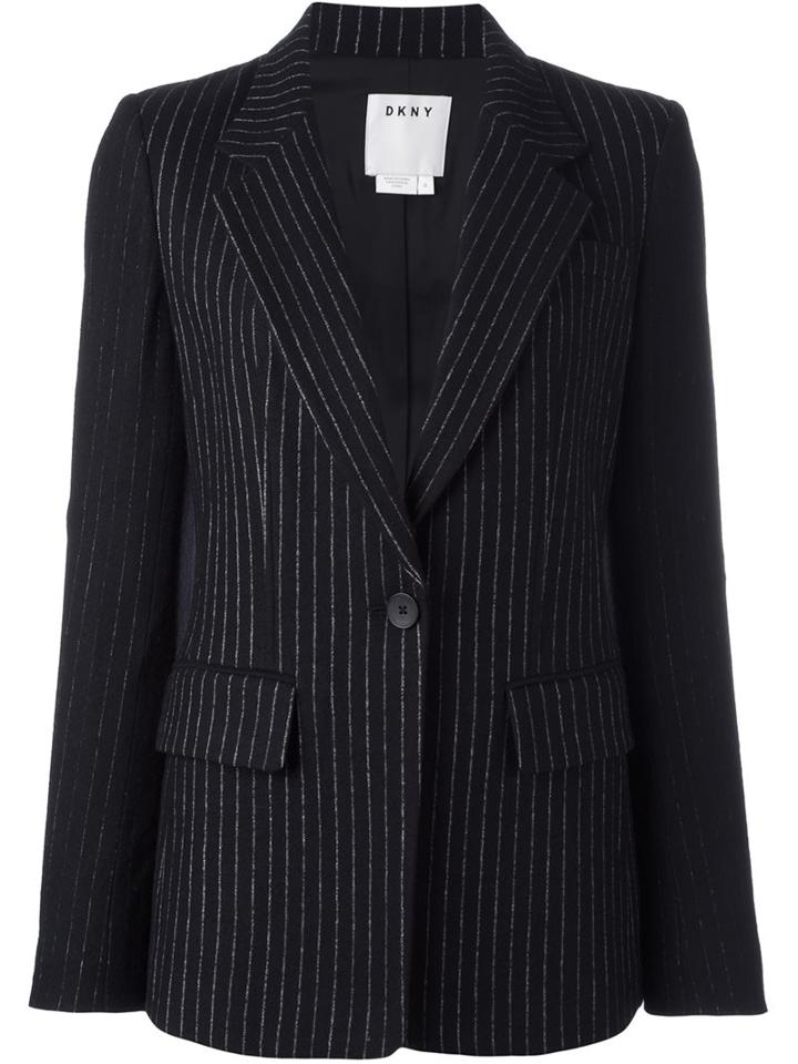 Dkny Pinstripe Blazer, Women's, Size: 4, Black, Polyester/wool