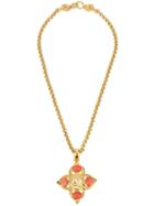 Chanel Pre-owned Cc Logo Stone Pendant Necklace - Metallic