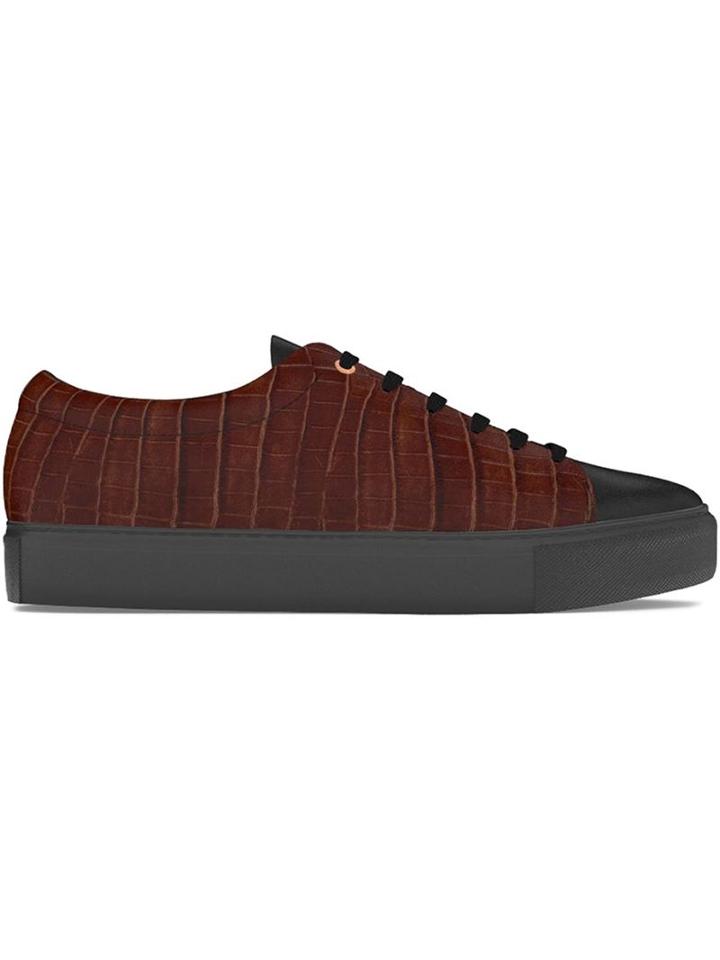 Myswear Vyner Sneakers, Men's, Size: 41, Brown, Crocodile Leather/nappa Leather/rubber