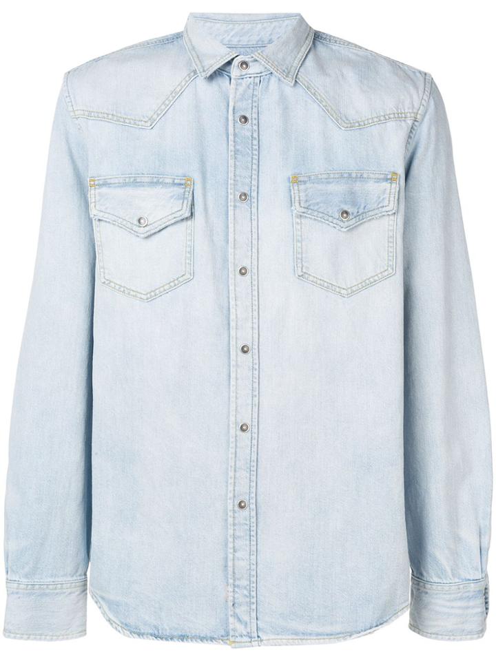 Diesel Bleached Button Down Shirt - Blue