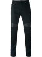 Neil Barrett Ribbed Panel Skinny Trousers, Men's, Size: 34, Black, Cotton/nylon/spandex/elastane