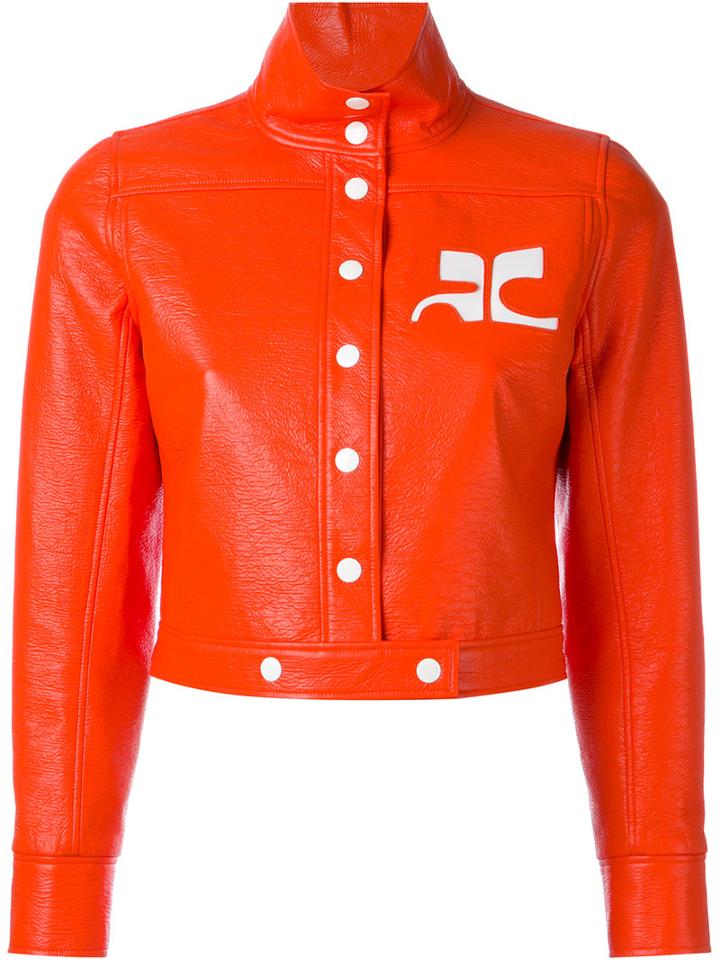 Courrèges - Iconic Short Jacket - Women - Cotton/polyurethane/acetate/cupro - 34, Yellow/orange, Cotton/polyurethane/acetate/cupro