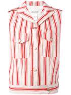Michel Klein - Sleeveless Striped Jacket - Women - Cotton/linen/flax/silk - 36, Nude/neutrals, Cotton/linen/flax/silk