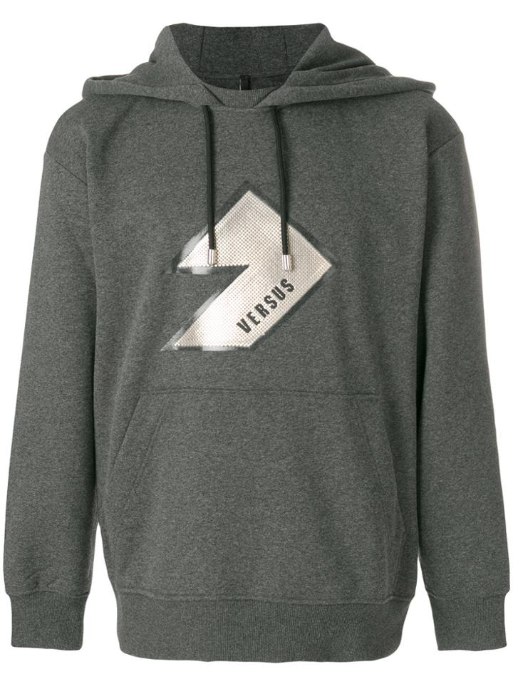 Versus Logo Print Hoodie - Grey