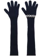 No21 Sequinned Ribbed Gloves - Blue