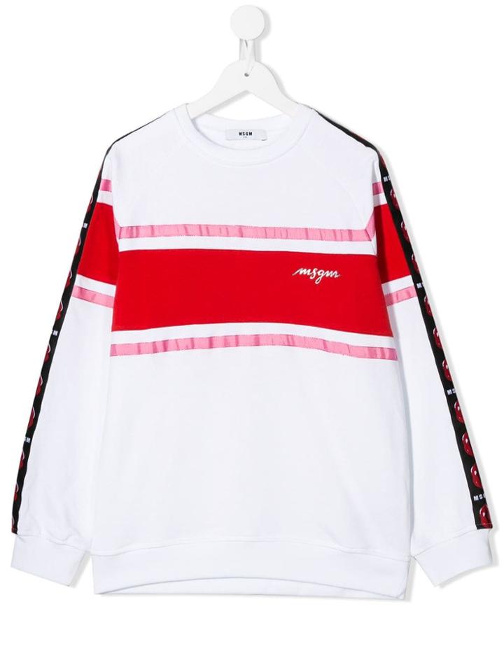 Msgm Kids Lips Logo Jacquard Sweatshirt - White