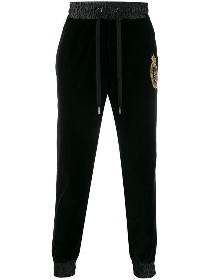 Dolce & Gabbana Embroidered Logo Emblem Track Pants - Black