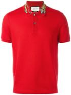 Gucci Tiger Embroidered Polo Shirt, Men's, Size: Small, Red, Cotton/spandex/elastane
