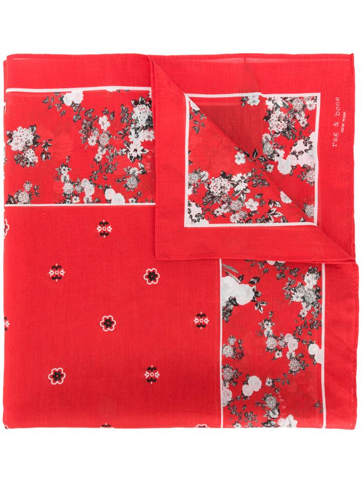 Rag & Bone Floral Print Scarf - Red