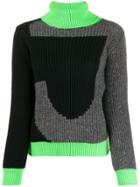 Just Cavalli Colour Blocked Roll Neck Jumper - Black