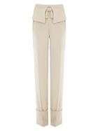 Framed Belts Palazzo Pants - Nude & Neutrals