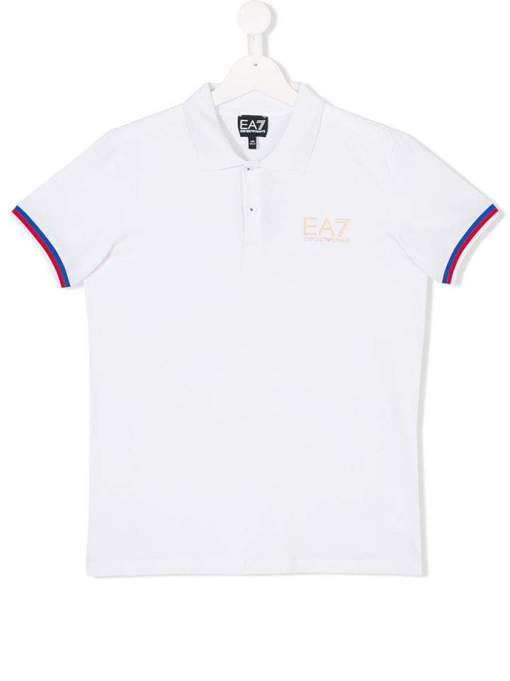 Armani Junior Teen Logo Print Polo Shirt - White