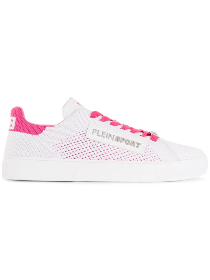 Plein Sport Knit Detail Lace-up Sneakers - White