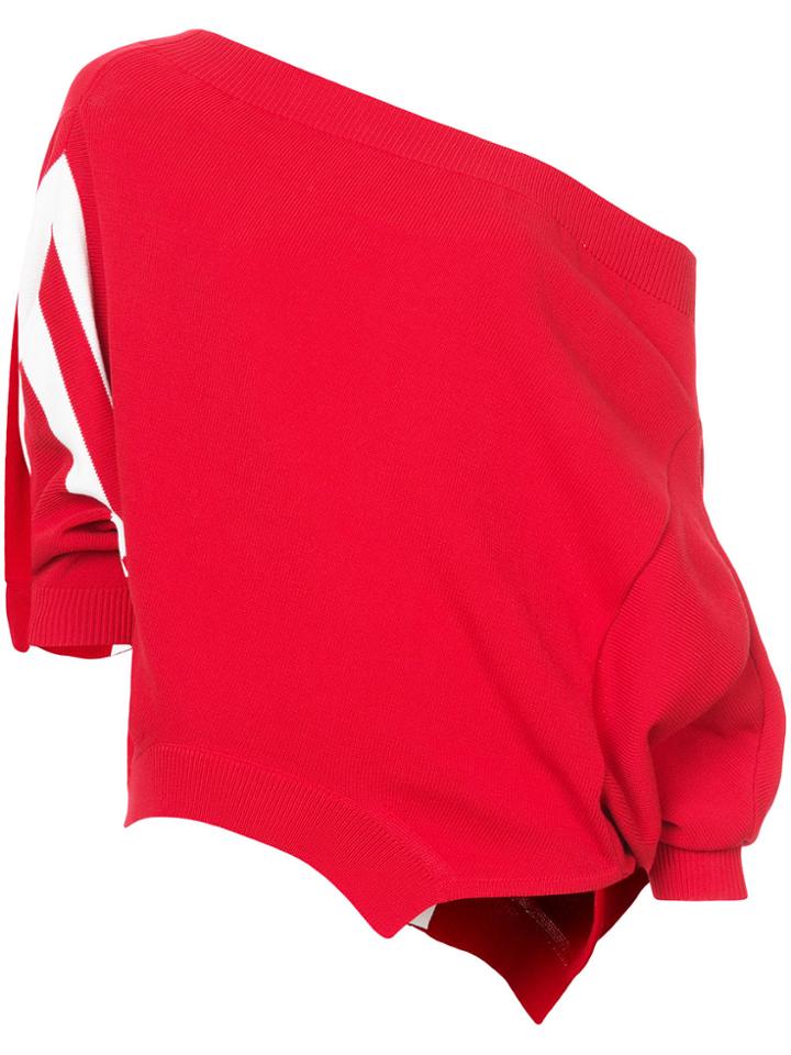 Monse Off Shoulder Stripe-detail Top - Red