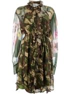 Preen By Thornton Bregazzi Sheer Camouflage Shirt Dress - Green
