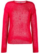 Prada Ribbed Crew Neck Knitted Top - Red