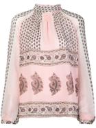 Giambattista Valli Printed High Neck Blouse - Pink & Purple