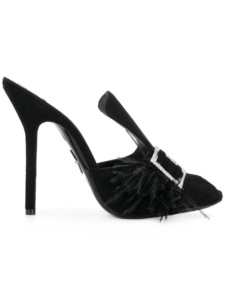 Aperlai Bejewelled Buckle Sandals - Black