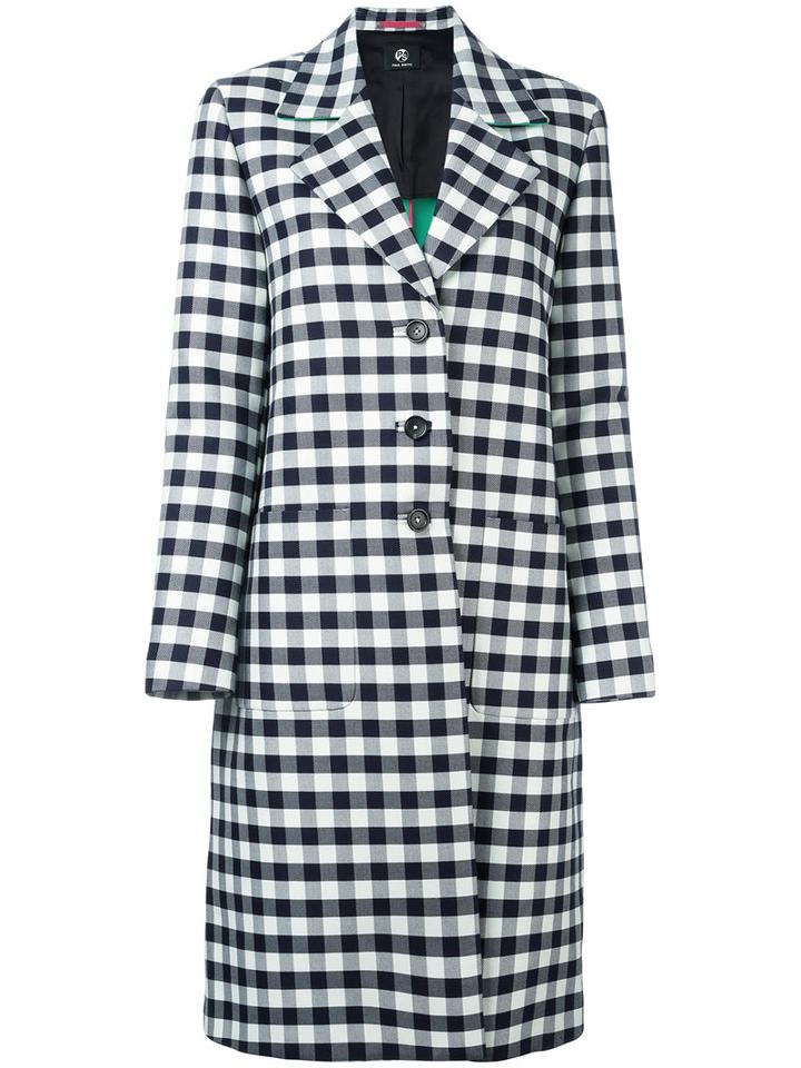 Ps By Paul Smith Checked Single-breasted Coat, Women's, Size: 42, Black, Cotton/viscose