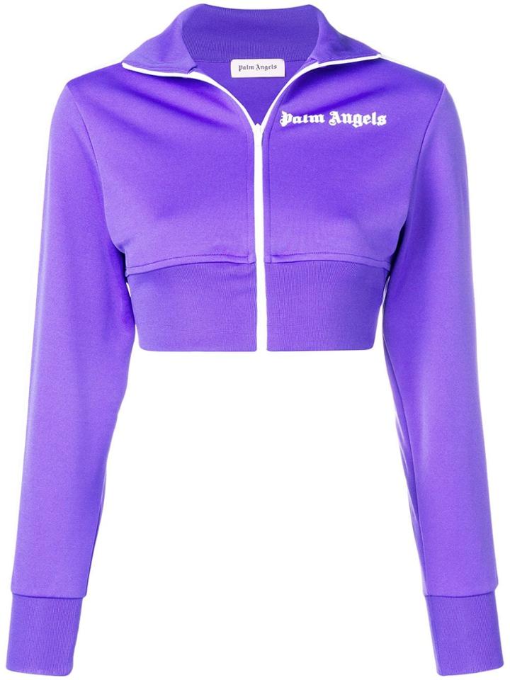 Palm Angels Logo Print Cropped Jacket - Purple