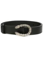Gucci Tiger Head Buckle Belt, Size: 80, Black, Leather