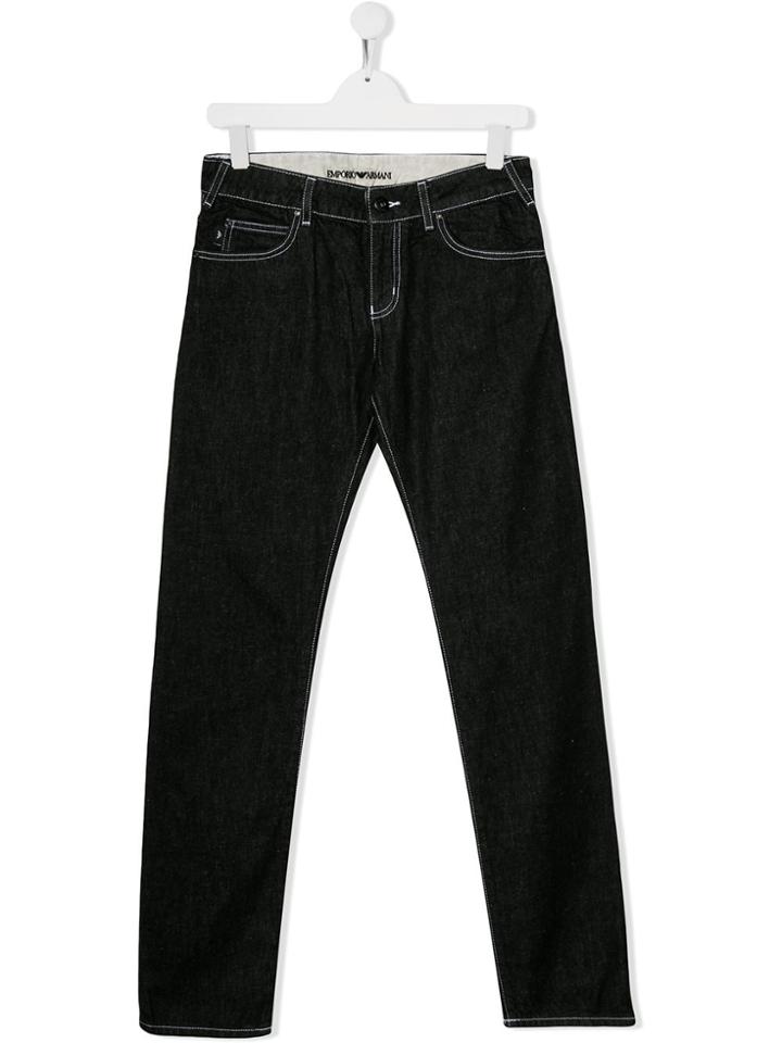 Emporio Armani Kids Teen Slim-fit Jeans - Black