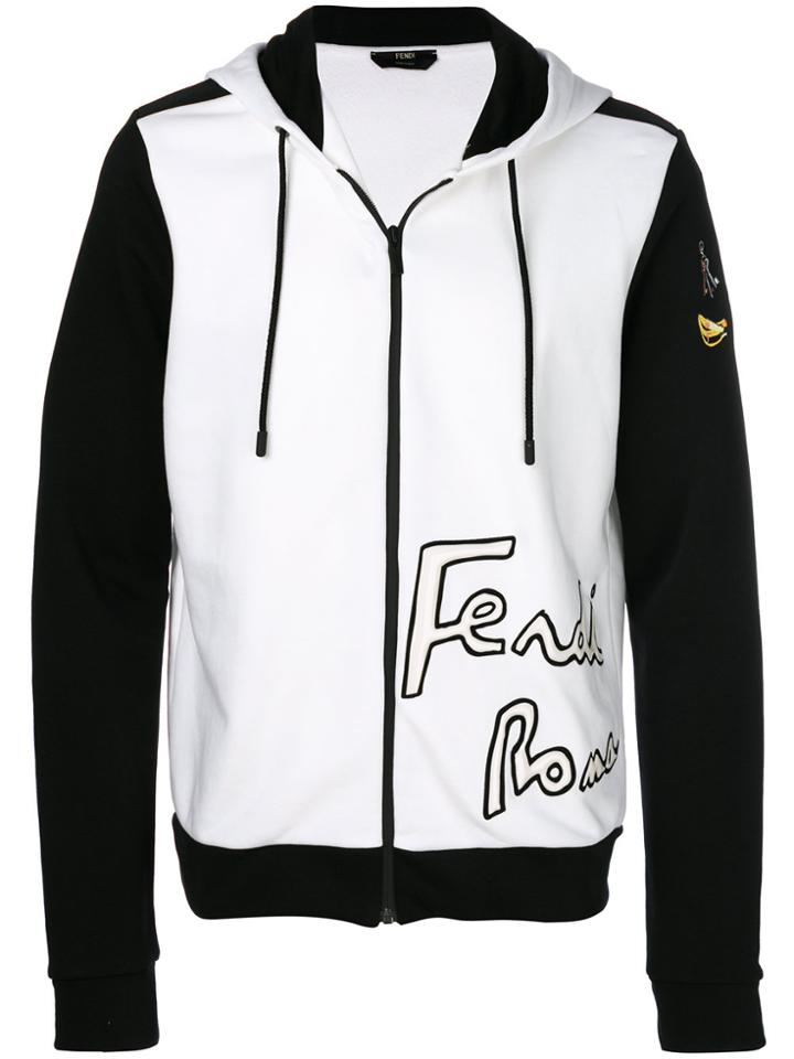 Fendi Contrast Hooded Jacket - White