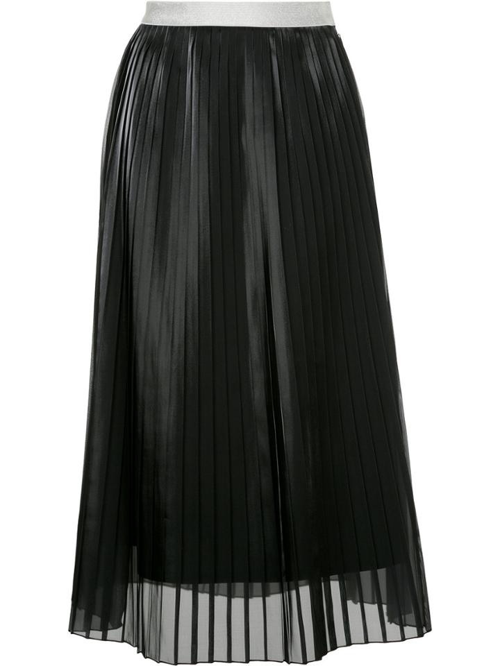 Guild Prime Layered Pleated Organza Midi Skirt - Black