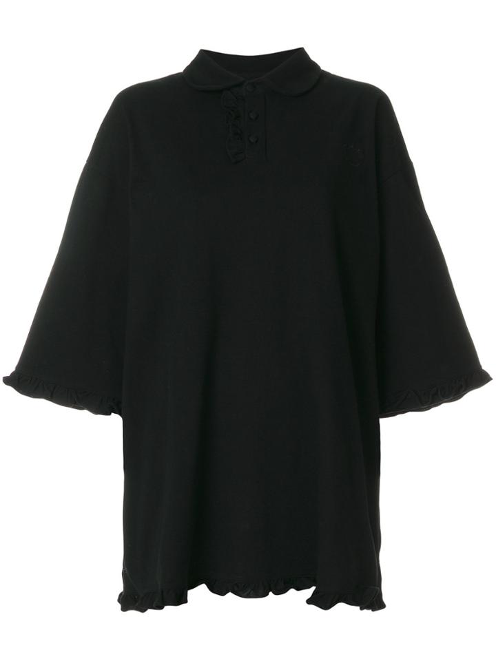 Nicopanda Frill Trim Oversized Polo Shirt - Black