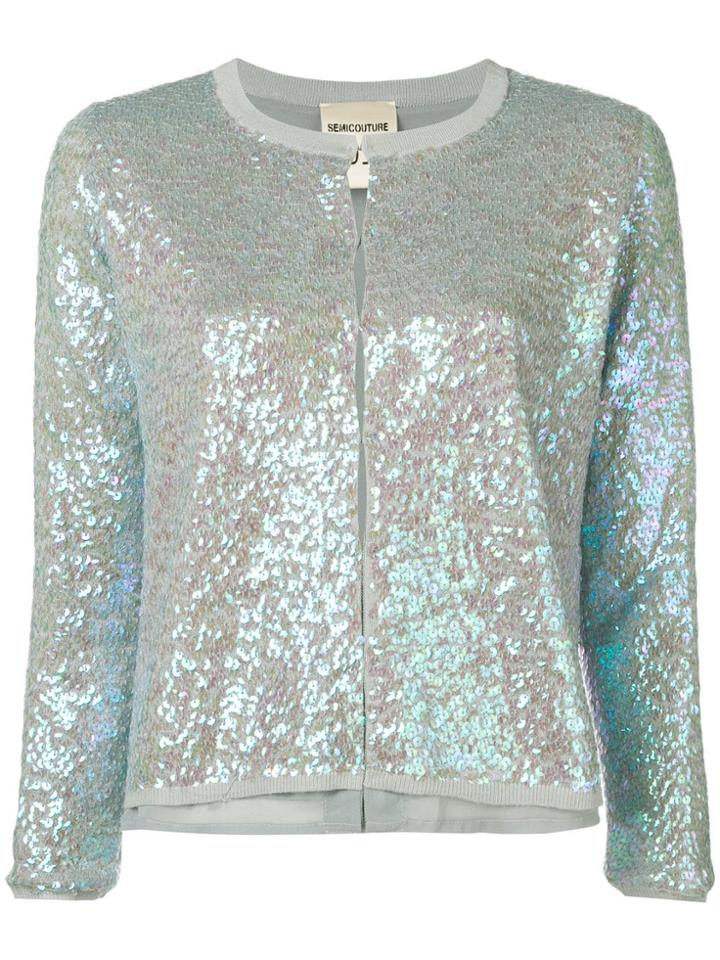 Semicouture Sequin Cardigan - Blue