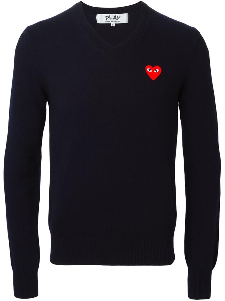 Comme Des Garcons Play Heart Print Sweater