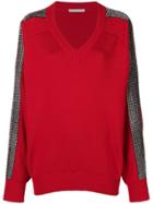 Christopher Kane Crystal V-neck Knit - Red