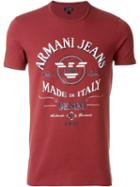 Armani Jeans Logo Print T-shirt, Men's, Size: M, Red, Cotton/spandex/elastane