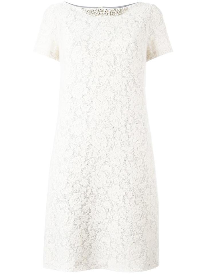 Blugirl Stone Embellished Floral Dress, Women's, Size: 42, White, Polyester/acrylic/glass