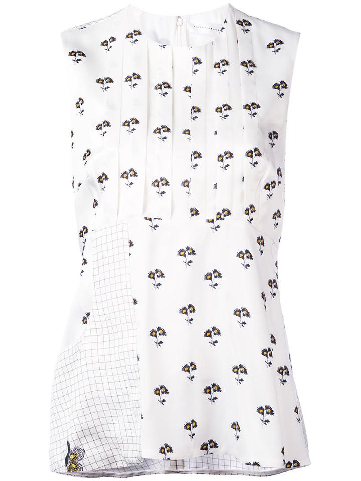 Victoria Beckham - Floral-print Top - Women - Silk/acetate/viscose - 10, White, Silk/acetate/viscose