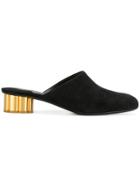 Salvatore Ferragamo Flower Heel Mules - Black