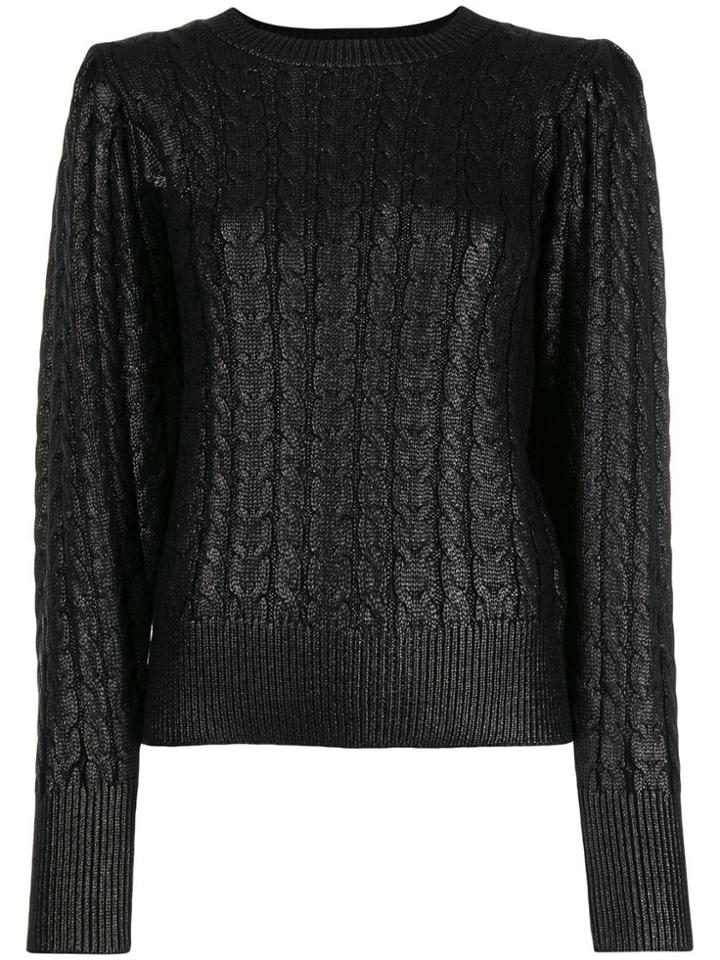 Msgm Metallic Cable Knit Sweater - Black