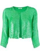 P.a.r.o.s.h. Sequinned Cropped Jacket, Women's, Size: Medium, Green, Viscose/pvc