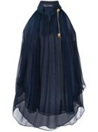 Oscar De La Renta Layered Sleeveless Blouse - Blue