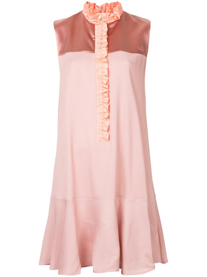 Roksanda Panel Ruffle Trim Dress - Pink & Purple