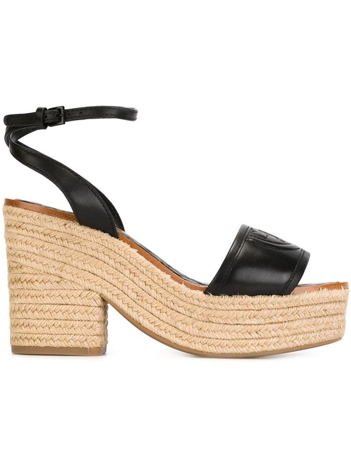 Tory Burch Platform Sandals, Women's, Size: 7, Black, Leather/rubber