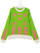 Msgm Kids Teen Jacquard Knitted Sweater - Green